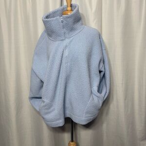 Joe Fresh Plus Blue Sherpa Fleece Quarter Zip Pullover Sweater Active 3X
